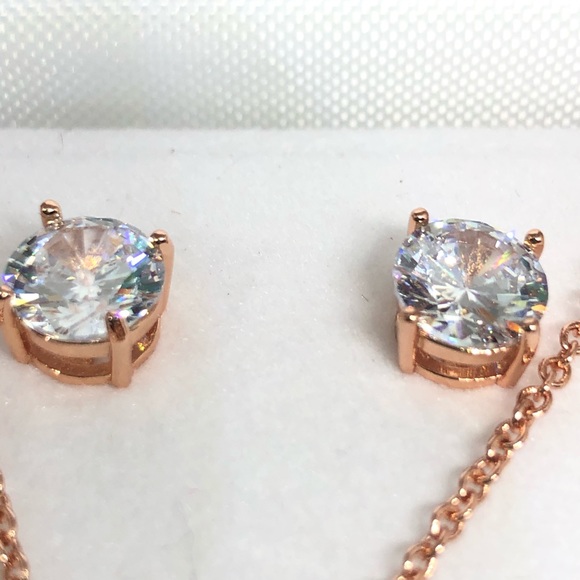 925/14k Rose Gold Lab Grown Simulated Diamond Set - Picture 7 of 11